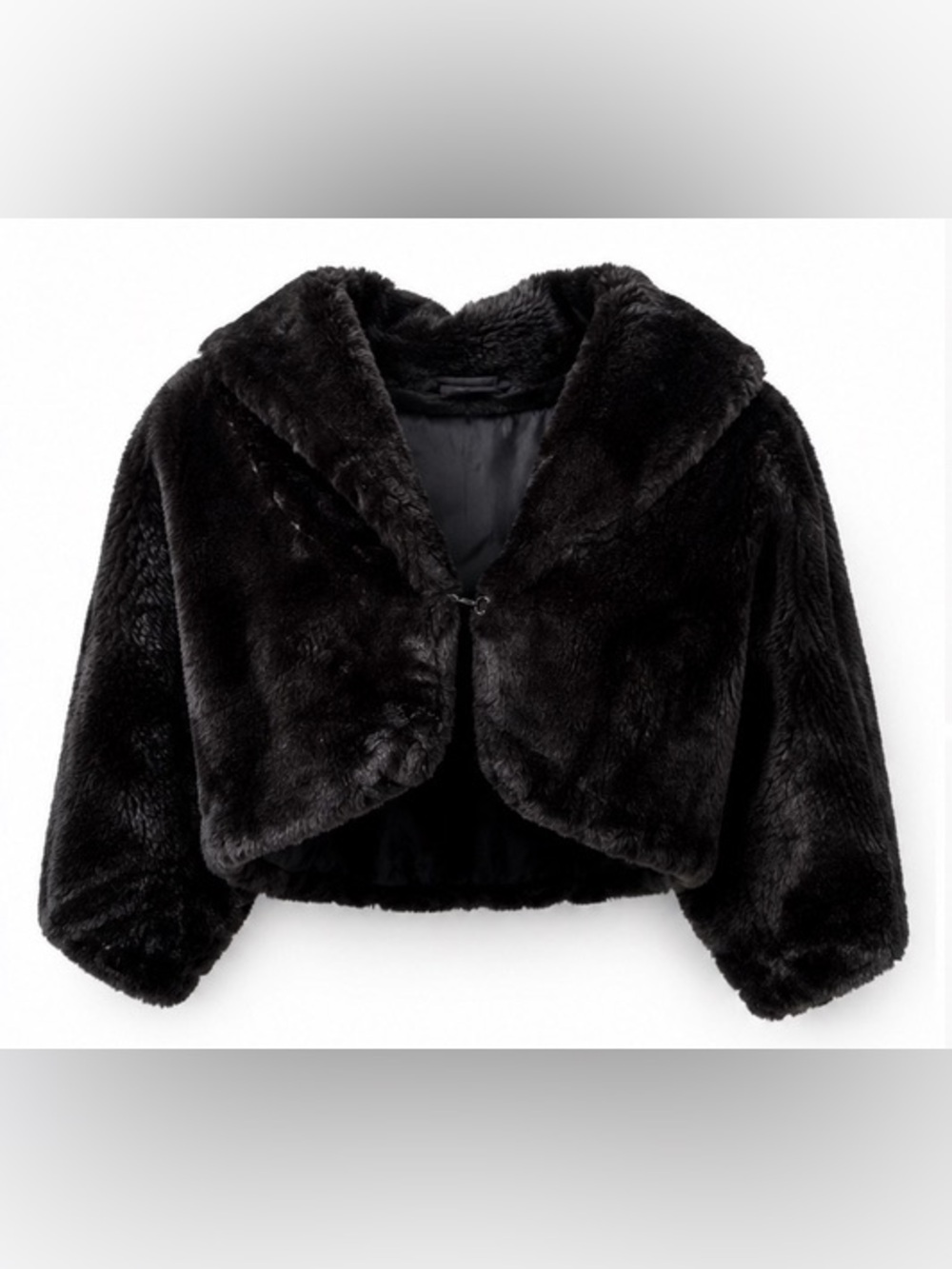Dots Girls Black Faux Fur Cape Jacket